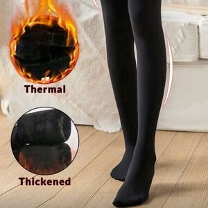 Fleece Lined Warm Black Thermal Tights